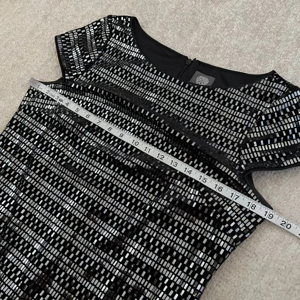 Vince Camuto Black Silver Cocktail Mini Dress 12 - Picture 7 of 10